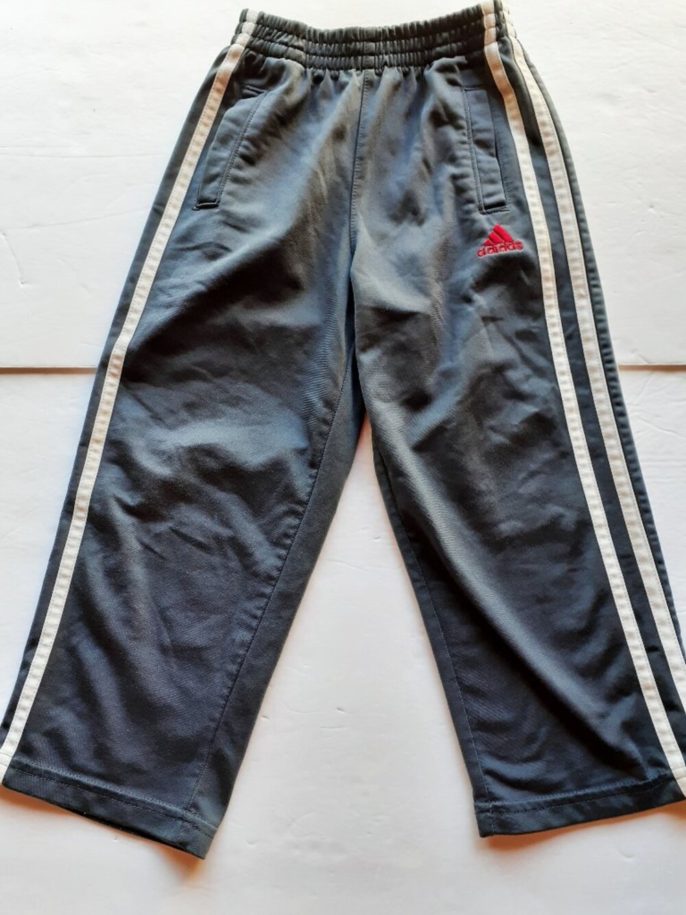 Adidas Boys Pants Gray Track Athletic Gym Elastic Waist Pull On 4T